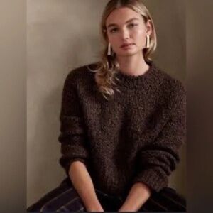 Banana Republic Soffio Bouclé Cropped Sweater in Roasted Cocoa Brown, XS